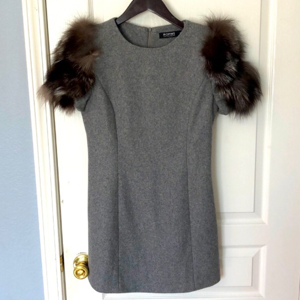 Fur sleeve dress Romwe